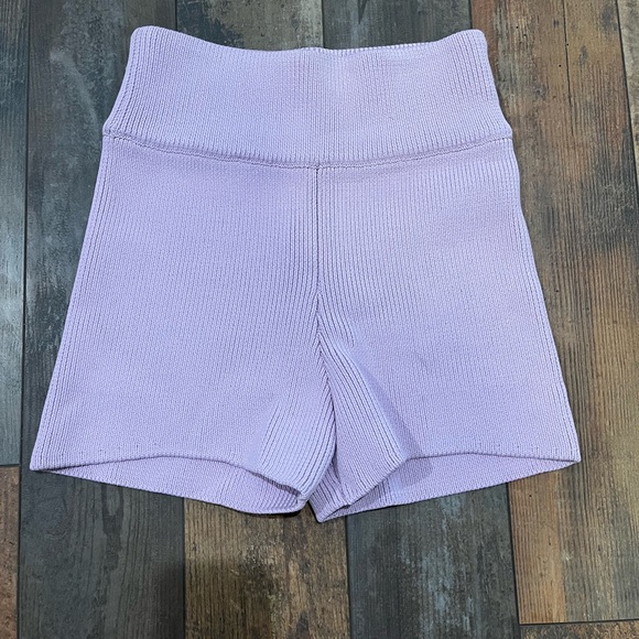 Pants - Elce Swim purple ribbed shorts